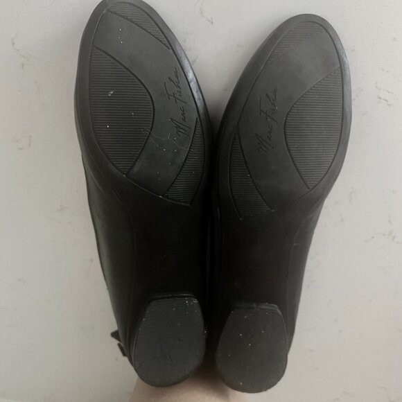 Marc Fisher Brandy Black Leather Ballet Flats Loafers w/ Bow Slip On Size 8.5M - Picture 9 of 9